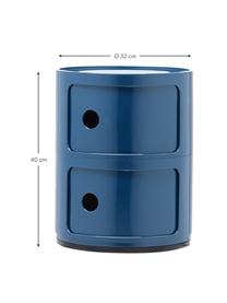 Design container Componibili, 2 modules, Kunststof, Greenguard gecertificeerd, Blauw, glanzend, Ø 32 x H 40 cm