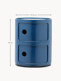 Stolik pomocniczy Componibili, 2 moduły, Tworzywo sztuczne z certyfikatem Greenguard, Niebieski, błyszczący, Ø 32 x W 40 cm