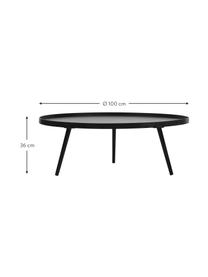 Grande table basse noire Mesa, Bois, noir laqué, Ø 100 x haut. 36 cm