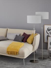 Klassieke vloerlamp Pina in lichtgrijs, Lampenkap: stof (sits), Lampvoet: metaal, Lichtgrijs, zilverkleurig, Ø 40 x H 150 cm
