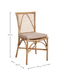 Sedia in rattan Natural, Rivestimento: poliestere, Marrone, Larg. 54 x Prof. 46 cm