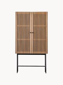 Dřevěná vysoká skříňka Okayama, Dubové dřevo, černá, Š 86 cm, V 160 cm