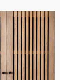 Chiffonnier de madera Okayama, Estructura: tablero de fibras de dens, Madera de roble, negro, An 86 x Al 160 cm