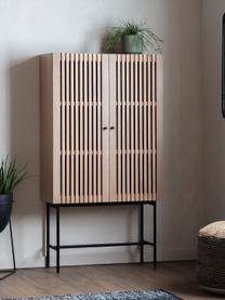 Credenza in legno Okayama, Legno di quercia, nero, Larg. 86 x Alt. 160 cm