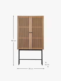 Chiffonnier de madera Okayama, Estructura: tablero de fibras de dens, Madera de roble, negro, An 86 x Al 160 cm