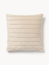 Housse de coussin en velours beige Lola, Velours (100 % polyester), Beige, larg. 40 x long. 40 cm