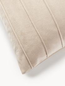 Housse de coussin en velours beige Lola, Velours (100 % polyester), Beige, larg. 40 x long. 40 cm