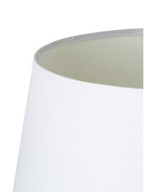 Keramik-Tischlampe Sylvia, Lampenschirm: Textil, Weiss, Silberfarben, Ø 25 x H 39 cm