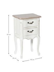 Noční stolek ze dřeva paulovnie se 2 zásuvkami Provenza, Bílá, světle hnědá, Š 40 cm