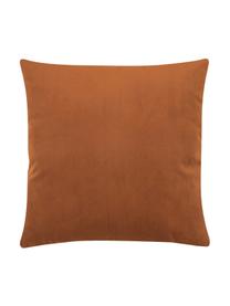 Geborduurde fluwelen kussenhoes Legong in oranje/goudkleur, 100% polyester fluweel, Oranje, goudkleurig, B 40 x L 40 cm