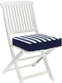 Cuscino sedia alto a righe color blu scuro/bianco Timon, Rivestimento: 100% cotone, Blu, Larg. 40 x Lung. 40 cm