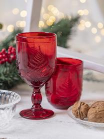 Vasos con relieves navideños Aspen, 6 uds., Vidrio, Rojo, Ø 8 x Al 10 cm, 250 ml