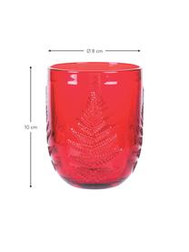 Vasos con relieves navideños Aspen, 6 uds., Vidrio, Rojo, Ø 8 x Al 10 cm, 250 ml