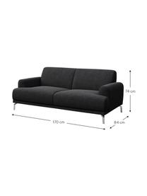 Sofa Puzo (2-osobowa), Tapicerka: 100% poliester, Nogi: metal lakierowany, Ciemny szary, S 170 x G 84 cm