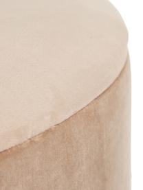 Puf de terciopelo Bina, con espacio de almacenamiento, Tapizado: poliéster (terciopelo), Estructura: madera, Beige, Ø 90 x Al 40 cm