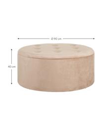 Puf de terciopelo Bina, con espacio de almacenamiento, Tapizado: poliéster (terciopelo), Estructura: madera, Beige, Ø 90 x Al 40 cm