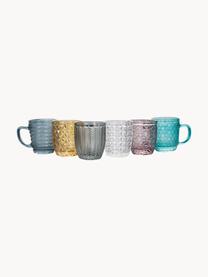 Espressotassen Geometrie mit Strukturmuster, 6er-Set, Glas, Bunt, Ø 6 x H 7 cm, 90 ml