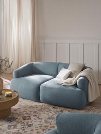 Modulares Bouclé-Sofa Sofia (2-Sitzer), Bezug: Bouclé (100 % Polyester) , Gestell: Fichtenholz, Spanplatte, , Füße: Kunststoff Dieses Produkt, Bouclé Blau, B 190 x T 103 cm