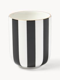 Handgemachte Porzellan-Kaffeebecher Lumi, 4er-Set, Porzellan, glänzend, Weiß, Schwarz, Gold, Ø 8 x H 10 cm, 290 ml