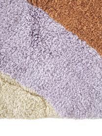 Koupelnový kobereček z organické bavlny Belinda, 100% organická bavlna s certifikátem BCI, Fialová, béžová, hnědá, krémová, Š 50 cm, D 80 cm