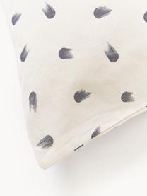 Taie d'oreiller réversible en coton à petits pois Amma, Blanc cassé, larg. 50 x long. 70 cm