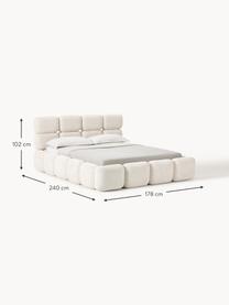 Cama tapizada de borreguillo bouclé Tayla, Tapizado: tejido borreguillo bouclé, Estructura: madera de abeto maciza, t, Patas: madera de abedul lacada E, Borreguillo bouclé blanco Off White, An 140 x L 200 cm