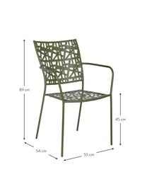 Krzesło ogrodowe z metalu Kelsie, Metal malowany proszkowo, Zielony, S 55 x G 54 cm