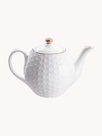 Théière en porcelaine faite main Nippon, 1,3 L, Porcelaine, Blanc avec bordure doré, 1,3 L