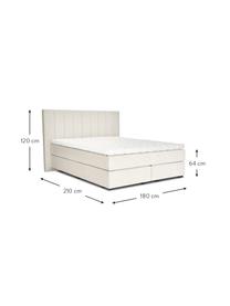 Cama matrimonial de teciopelo Premium Lacey, Patas: madera de haya maciza pin, Beige, 200 x 200 cm