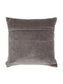 Coussin 45x45 en velours gris brodé Preston, Gris, couleur crème