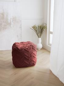 Grosser, handgetufteter Boho-Pouf Akesha in Rostrot, Bezug: Baumwolle, Webstoff Rostrot, B 50 x H 50 cm