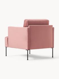 Fluwelen fauteuil Fluente, Bekleding: fluweel (hoogwaardig poly, Frame: massief grenenhout, FSC-g, Poten: gepoedercoat metaal., Fluweel oudroze, B 74 x D 85 cm