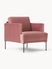 Fauteuil en velours Fluente, Velours vieux rose, larg. 74 x prof. 85 cm