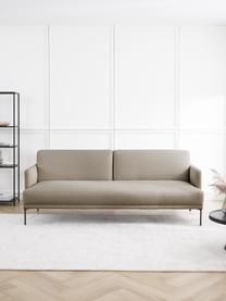 Schlafsofa Fluente (3-Sitzer), Bezug: 80 % Polyester, 20 % Rami, Gestell: Massives Kiefernholz, Füße: Metall, pulverbeschichtet, Webstoff Beige, B 220 x T 88 cm