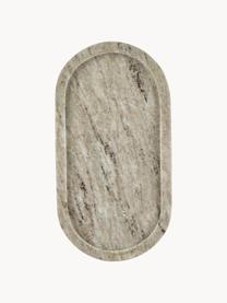 Decoratief dienblad Oval van marmer, Marmer, Lichtbeige, gemarmerd, B 28 x D 15 cm