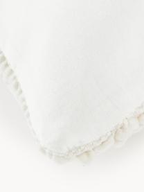 Funda de cojín de punto de grueso Idra, Parte superior: 62% lana, 29% algodón, 6%, Parte trasera: 100% algodón, Blanco crema, An 45 x L 45 cm