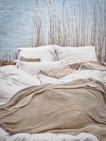 Obojstranná posteľná bielizeň z organickej bavlny Remi, Béžová, biela, 135 x 200 cm + 1 vankúš 80 x 80 cm