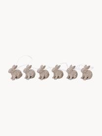 Mini veľkonočné zajačiky Pailetti, 6 ks, Živica, Odtiene lesklej striebornej, Š 5 x V 6 cm