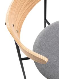 Gestoffeerde stoelen Olympia met rugleuning van hout, 2 stuks, Zitvlak: textiel, Frame: metaal, Grijs, eikenkleurig, B 52 x D 49 cm