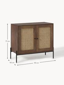 Credenza con intreccio viennese Vienna, Piedini: metallo verniciato a polv, Legno di mango, Larg. 90 x Alt. 77 cm