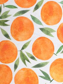 Kissenhülle Orange mit sommerlichem Motiv, Webart: Halbpanama, Orange, Weiß, Grün, 30 x 50 cm