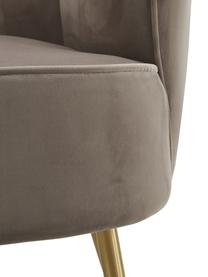 Fluwelen fauteuil Louise in taupe, Bekleding: fluweel (polyester), Poten: gecoat metaal, Fluweel taupe, B 76 x D 75 cm