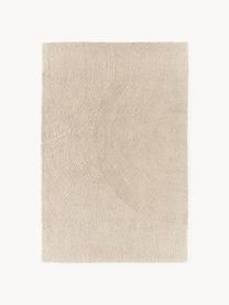 Handgetufteter Kurzflor-Teppich Eleni aus recycelten Materialien, Flor: 100 % recyceltes Polyeste, Beige, B 80 x L 150 cm (Grösse XS)