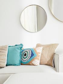 Coussin rectangulaire ethnique Ethno Eye, Blanc, beige, bleu, larg. 35 x long. 55 cm