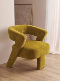 Fluwelen loungefauteuil Jagger, Bekleding: fluweel (100 % polyester), Frame: MDF, grenenhout, Fluweel olijfgroen, B 73 x D 74 cm
