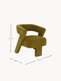 Fauteuil de salon en velours Jagger, Velours vert olive, larg. 73 x prof. 74 cm