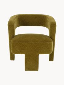 Fluwelen loungefauteuil Jagger, Bekleding: fluweel (100 % polyester), Frame: MDF, grenenhout, Fluweel olijfgroen, B 73 x D 74 cm