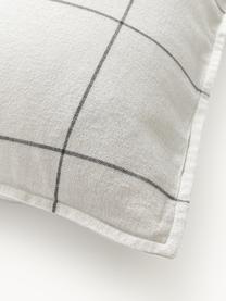 Taie d'oreiller réversible en flanelle de coton à carreaux Noelle, Blanc cassé, gris, larg. 50 x long. 70 cm