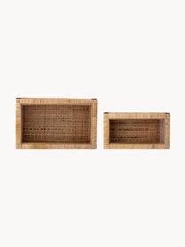 Schmuckboxen Talina, 2er-Set, Box: Rattan, Holz, Deckel: Glas, Braun, Set mit verschiedenen Grössen