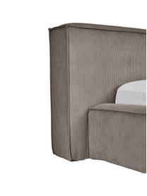 Cama tapizada en pana Lennon, con espacio de almacenamiento, Tapizado: pana (98% poliéster, 2% p, Estructura: madera de pino maciza con, Patas: madera con certificado FS, Pana gris pardo, An 180 x L 200 cm